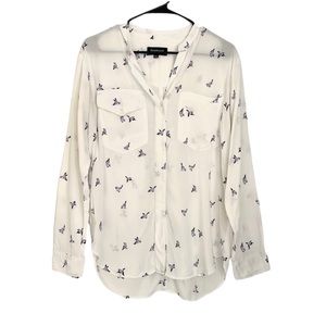Betabrand Bird Print Blouse Shirt
